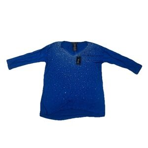 NWT Women's Saphhire DESIGN HISTORY Studded Stretch Top Size Small